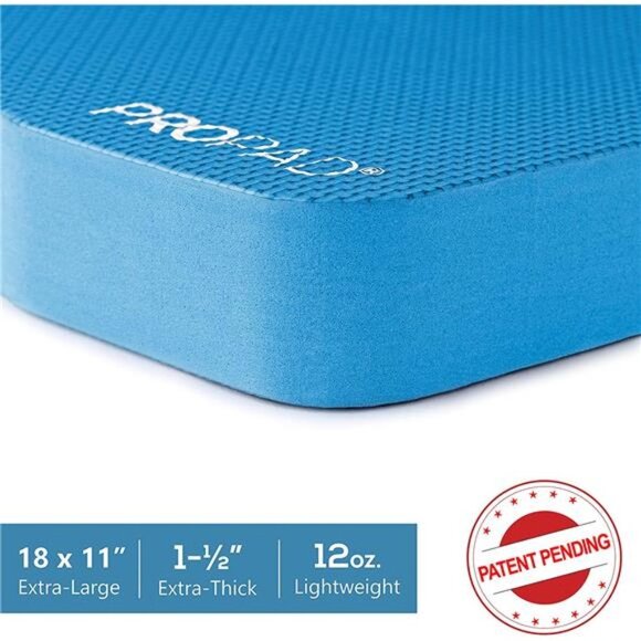 Thick Kneeling Pad, Kneeling Mat for Exercise & Yoga, (XL) 18 x 11 x 1.5", Blue - Picture 3 of 6